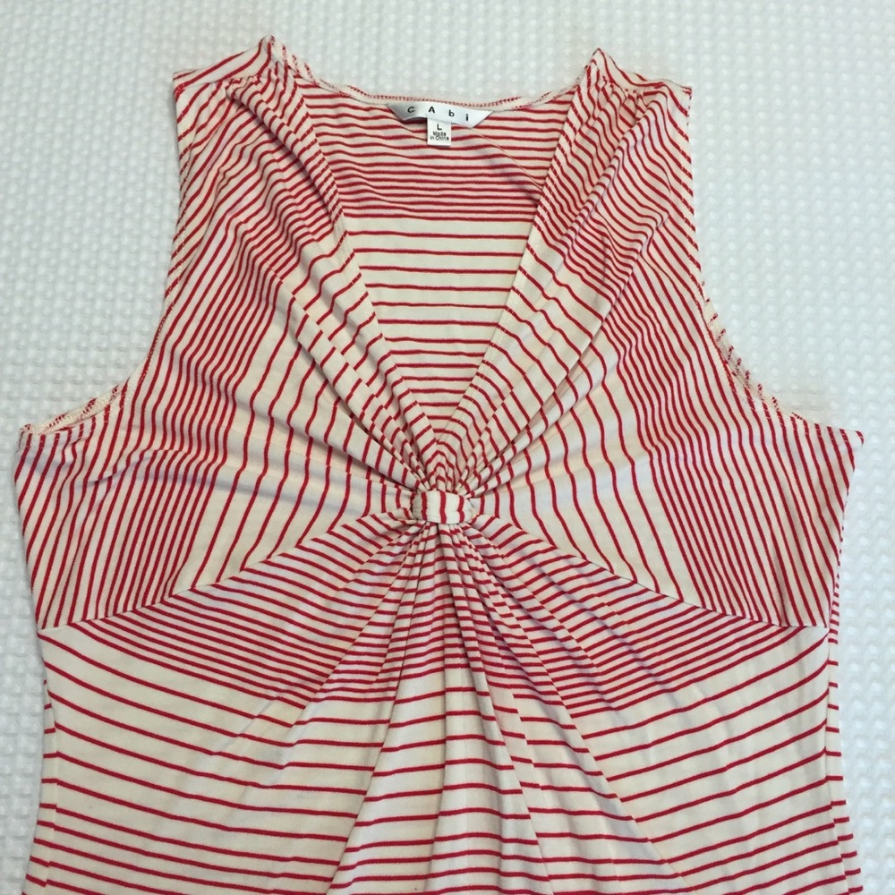CAbi Forget Me Knot Red and White Striped Top
